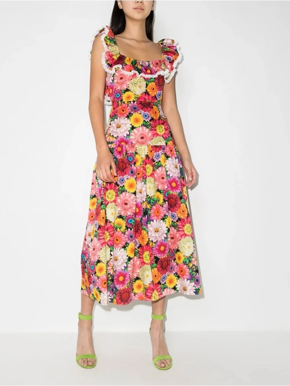 BORGO DE NOR Jessie Over the Rainbow Floral Midi Dress Sz 8 AU/4 US